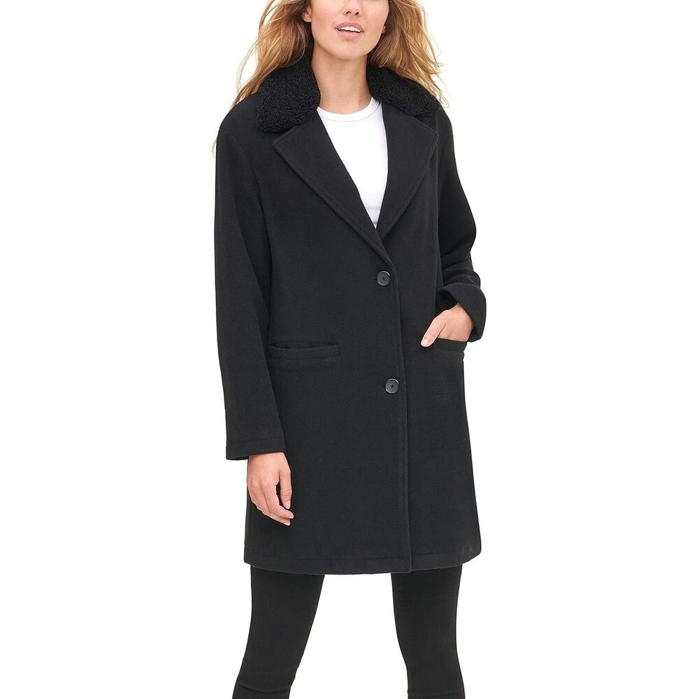 Levi's Women's Plaid Wool Blend Top Coat with Sherpa Lined Collar Size Medium